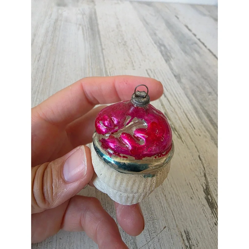 Antique Santa bust glass ornament Mercury cap Xmas tree